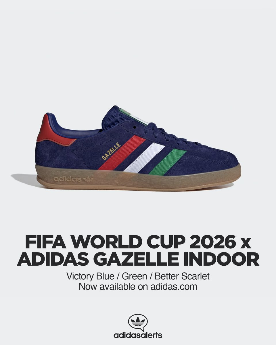 Now available on adidas US. FIFA World Cup 2026 x adidas Gazelle Indoor.   https://t.co/wb8ewJVfIJ ad