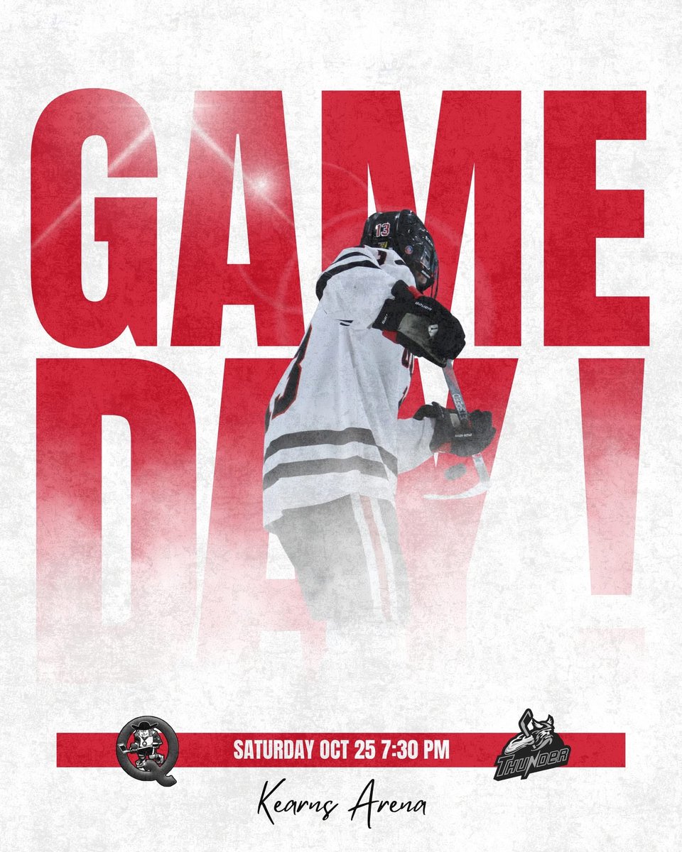 It’s GAME DAY! 

We're heading north tonight to take on Carrot River.

🕢 Puck Drop: 7:30 PM
📍 Kearns Arena

#QuakersHockey | #GameDay