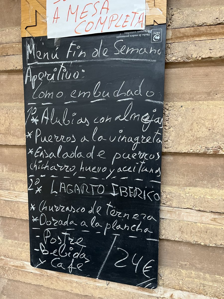 Strobe_Lightly's tweet photo. Unlike many pilgrims I’m not on a tight budget and I’m only on the Camino for a fortnight. I also want to do my best to support the local economy and the many kind people who provide services and an infrastructure for us so I’m splashing out 24€ on the special weekend menu. https://t.co/IFBInMXhfy