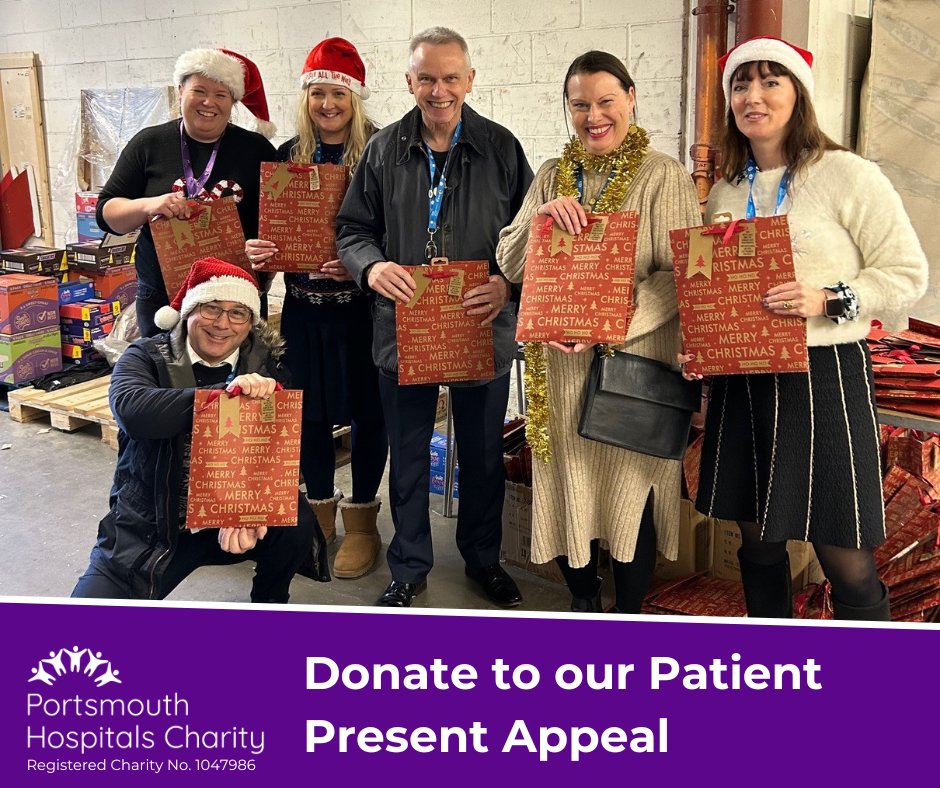 It isn’t long now until it is Christmas!

Here at Portsmouth Hospitals Charity we have got our annual Patient Present Appeal taking place, where you could help make a patient’s stay in hospital this Christmas more magical.
 
Keep an eye out on our social media or check out our
