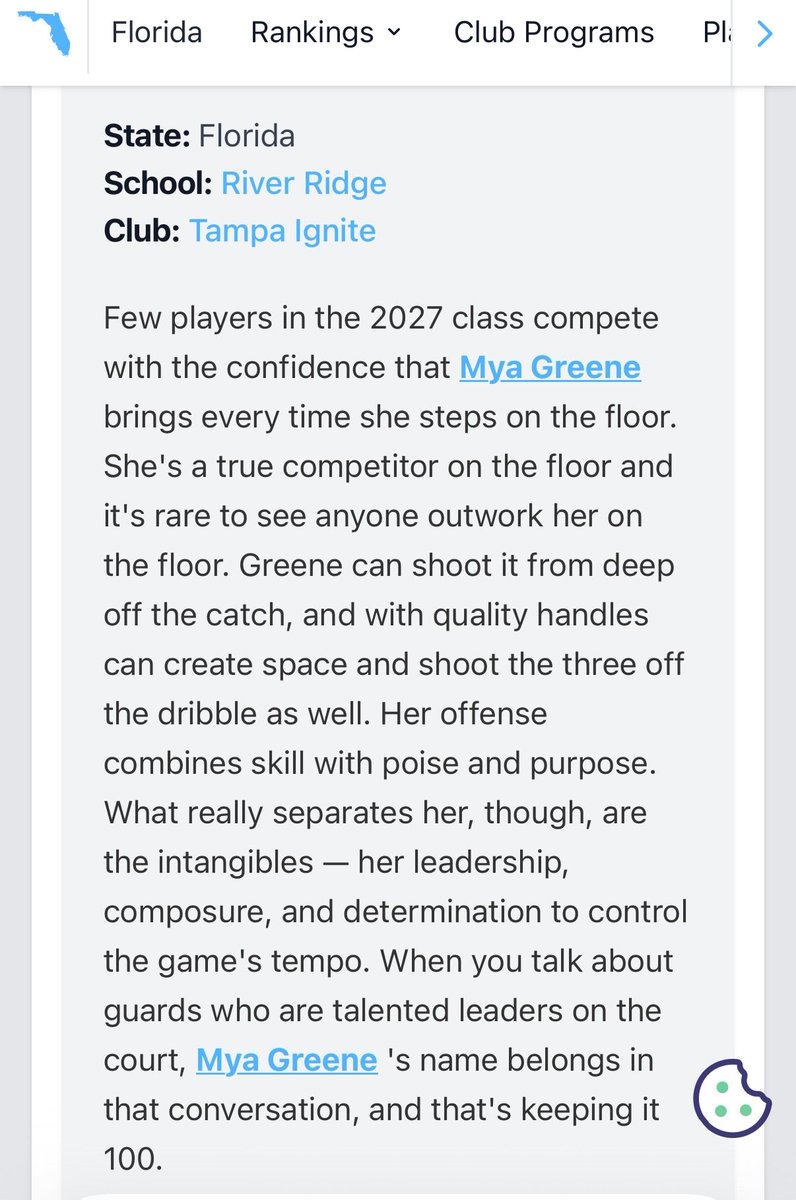 Appreciate the write-up 🙏🏽 Big thanks to <a href="/hunterkeithl/">Keith Catfish Hunter</a>  and <a href="/PGHFlorida/">Prep Girls Hoops Florida</a> for taking the time to highlight my journey. Grateful for the support and love for the game! 🏀💯 <a href="/RealCoach_D/">Coach Joeyn Dearsman</a> <a href="/MeanRobg/">Robert  Greene</a> <a href="/TampaIgniteGBB/">Tampa Ignite GBB</a> <a href="/CoachAmber/">Coach Amber Jennings</a> <a href="/mikemillsnc/">Mike Mills WBB College Recruiting</a>