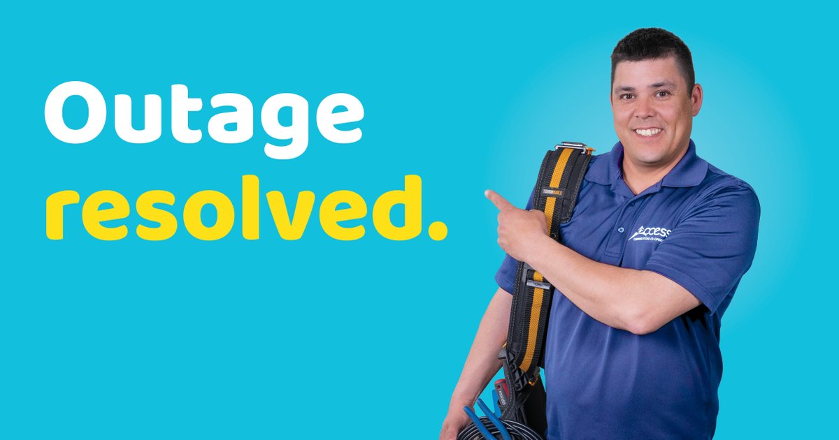 Good news Regina &amp; Wolseley! The fix is complete and everything should be back up and running smoothly. If you’re still experiencing issues, please contact our tech support team at 1-866-363-2225

Outages, upgrades &amp; maintenance updates at: myaccess.ca/outages
