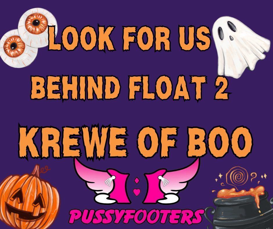 Look for us TONIGHT in #KreweofBoo behind float #2!  👻👹🎃 @kreweofboo #Halloweenfun #NewOrleans #halloweenspirit #halloweencostumeideas #costumeideas #halloweenseason #neworleansculture #neworleanslife #kreweofbooparade #Pussyfooters #womensnonprofit #nonprofit #PinkArmy