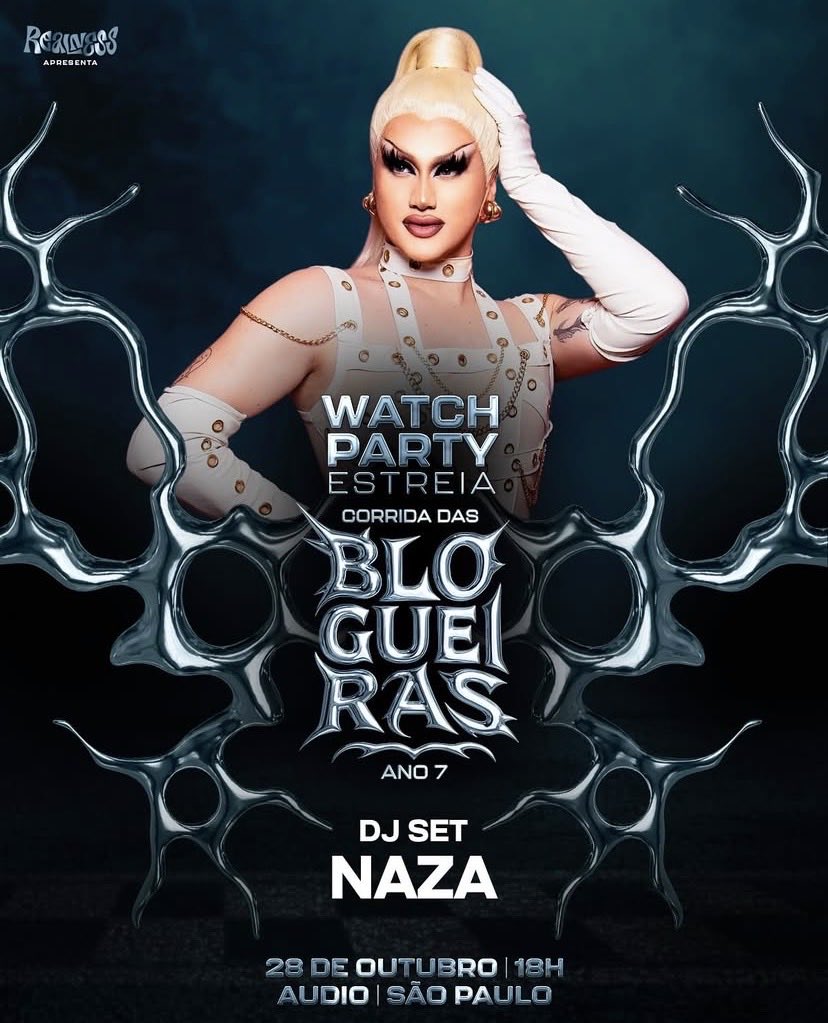 NAZA fará um DJ SET na Watch Party de estreia do #CorridaDasBlogueiras Ano 7! 🏁

📍 O evento acontece dia 28 de Outubro na Áudio e os ÚLTIMOS ingressos estão disponíveis.