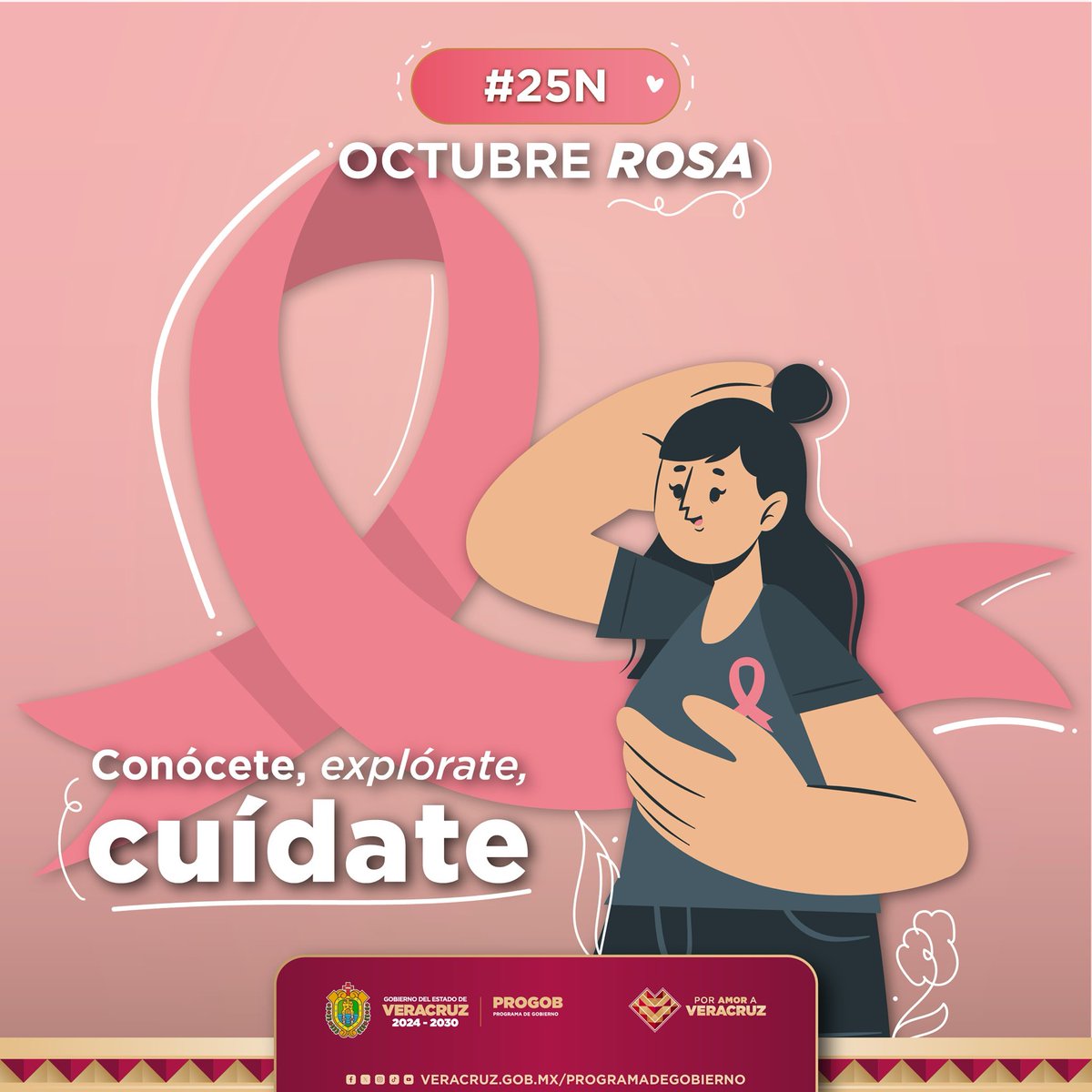PROGOB_Veracruz's tweet image. Mujer, tu salud es tu poder. 💪

En este #OctubreRosa, haz de la prevención un acto de amor propio. 💖

#25N #PorAmorAVeracruz