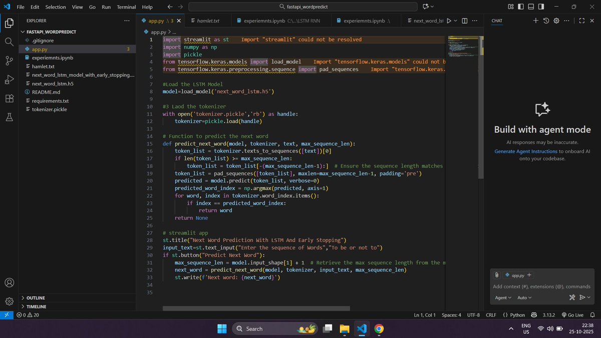 sspub2's tweet image. Day 35 of #100DaysOfCode #100daysofcodechallenge 
Started working on a small project which will predict the next word in a given sequence of words, which i am going to build in fastapi