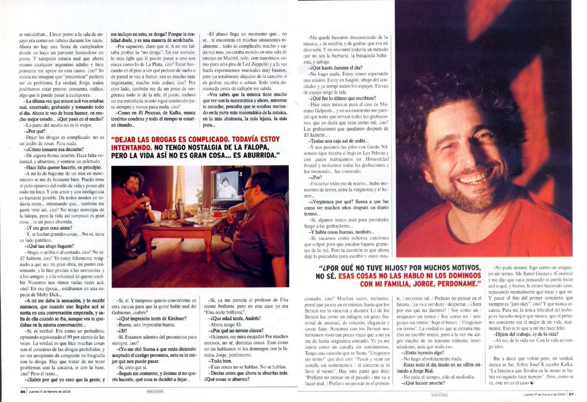 AC x Jorge Lanata.

Una entrevista a los pocos días de su regreso en Cosquín Siempre Rock.

📰 Revista Veintitrés. Jueves 17 de febrero de 2005.

instagram.com/archivo_calama…