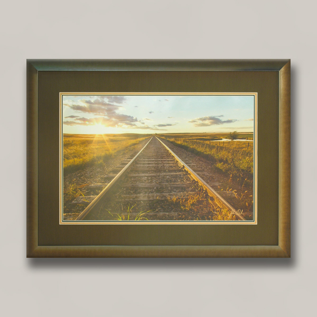 FramingNook's tweet image. Rail line perspective! A fine photo with framing to match its beauty! Well done Jenni and Duke!  #CustomFraming #CustomFrames #RedDeer