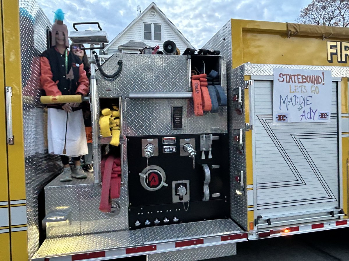 When you qualify for state you get promoted towards the front of the Halloween parade. Shoutout to the NB fire department for getting them on the fire truck for tonight’s parade.