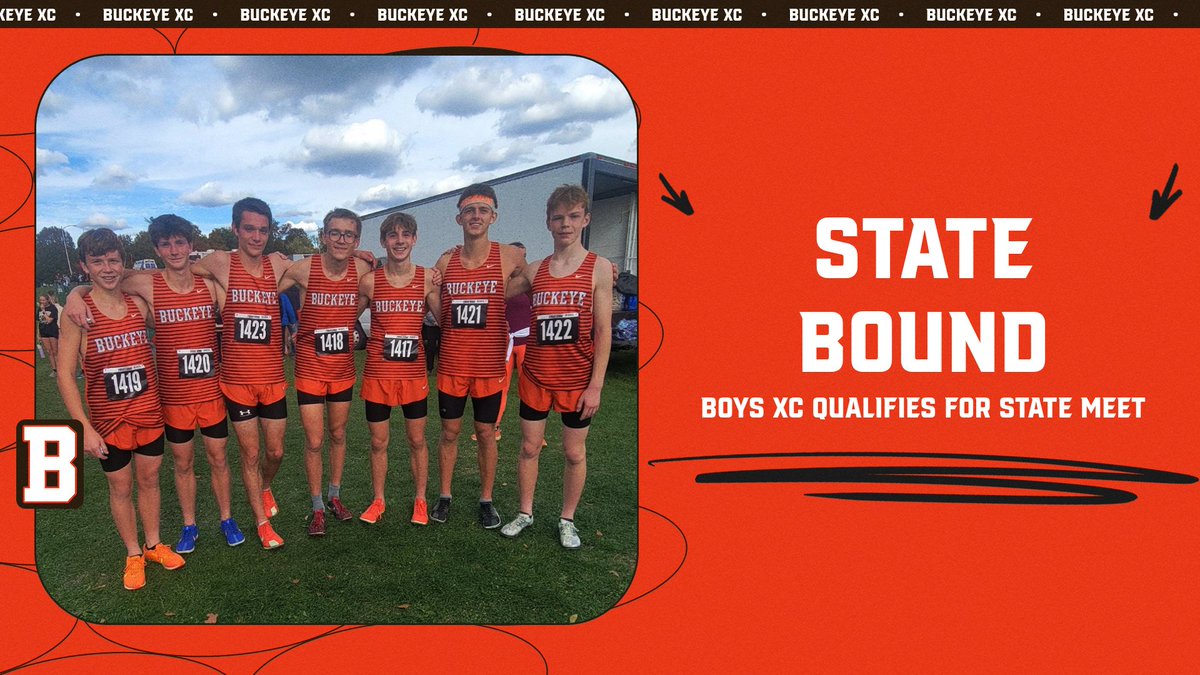 BHSAthDep's tweet image. 🏃‍♂️ STATE BOUND 🏃‍♂️

Buckeye Boys Cross Country makes school history — qualifying for the OHSAA State Championships for what's believed to be the first time ever!

Let’s go Bucks! 🧡🖤