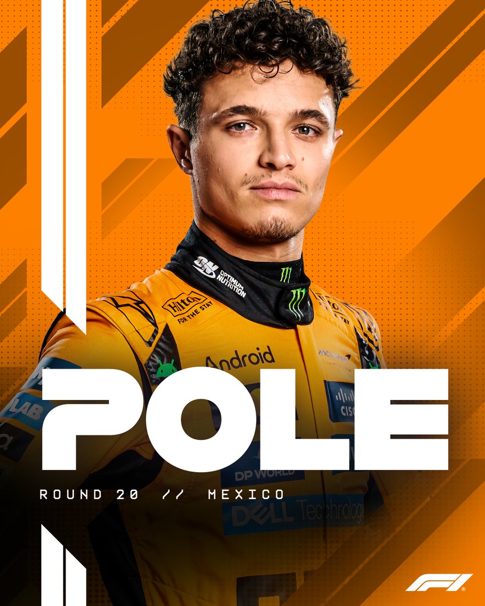 F1's tweet image. LANDO NORRIS IS ON POLE IN MEXICO! 👏🥇
What. A. Mighty. Lap! 🤯
#F1 #MexicoGP