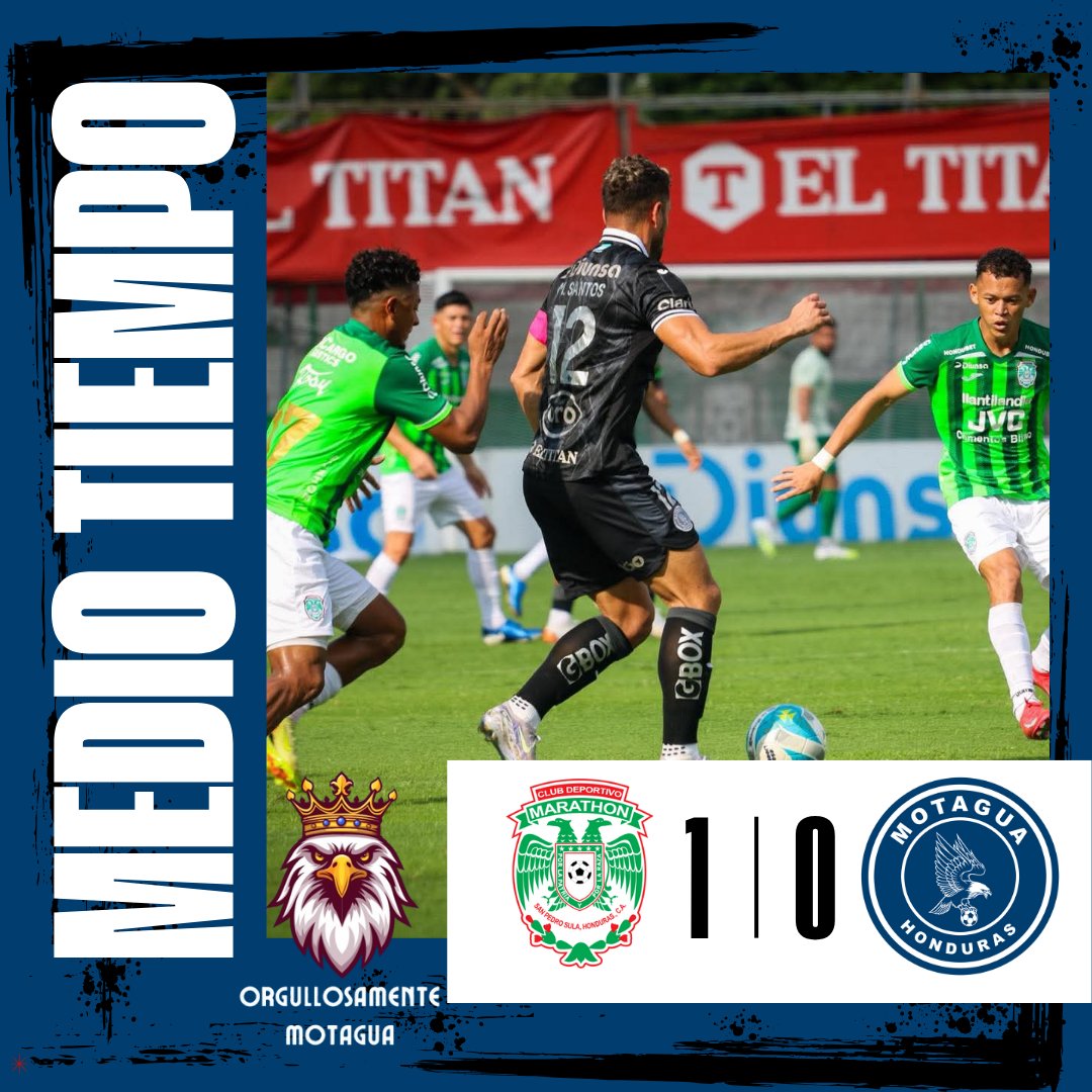 Final del primer tiempo en el Estadio Yankel Rosenthal. Motagua cae 1-0 ante Marathón. En esta primera mitad, el equipo ha mostrado muy poco, sin generar peligro ni ocasiones claras de gol.

#OrgullosamenteMotagua #Motagua
