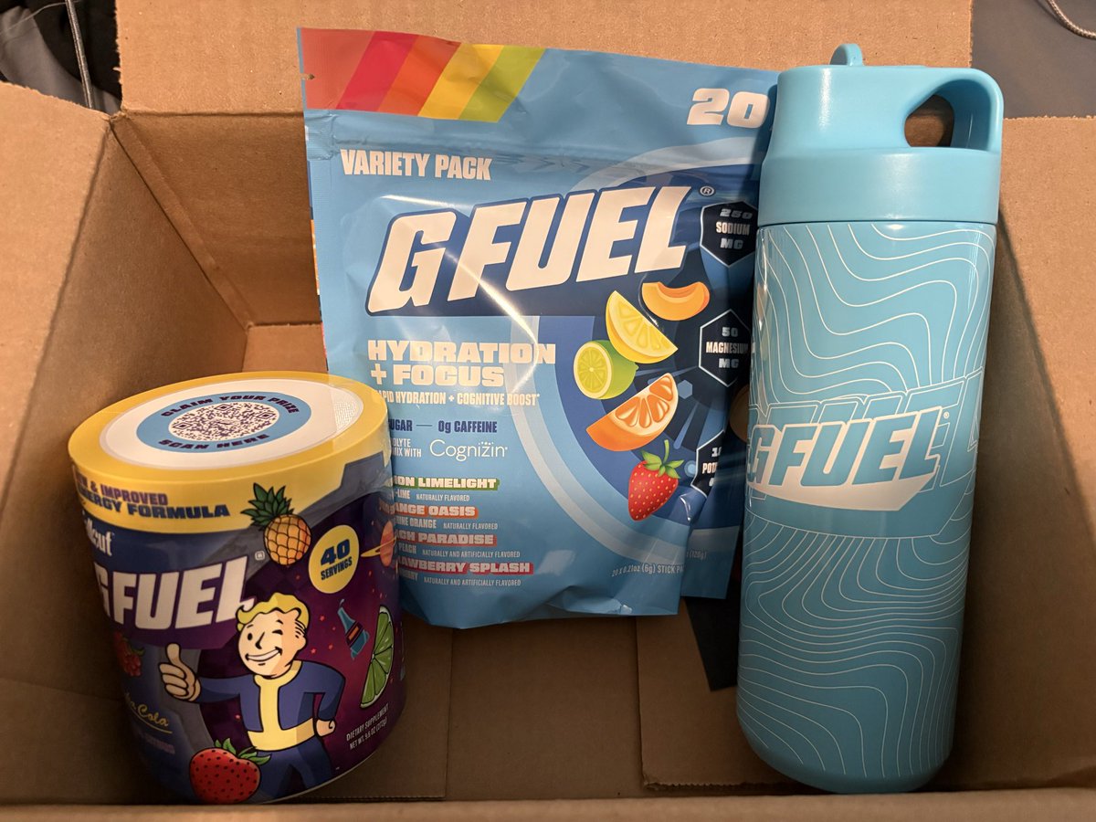 My <a href="/GFuelEnergy/">G FUEL®</a> order just arrived and excited to check out Nuka Cola

Make sure you use code BreakfastBod like I did for discount