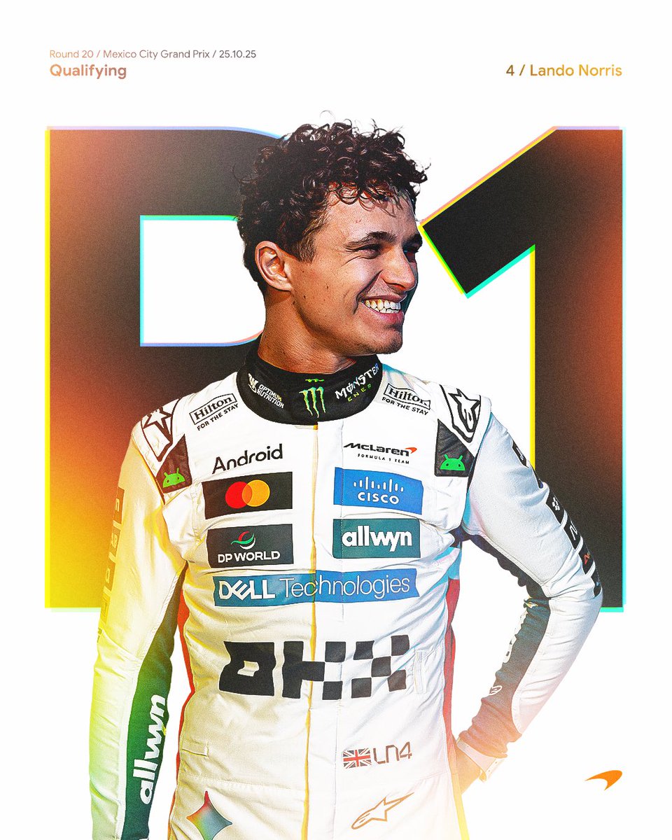 McLarenF1's tweet image. POLE IN MEXICO CITY FOR LN4 💫

#McLaren | #MexicoGP 🇲🇽