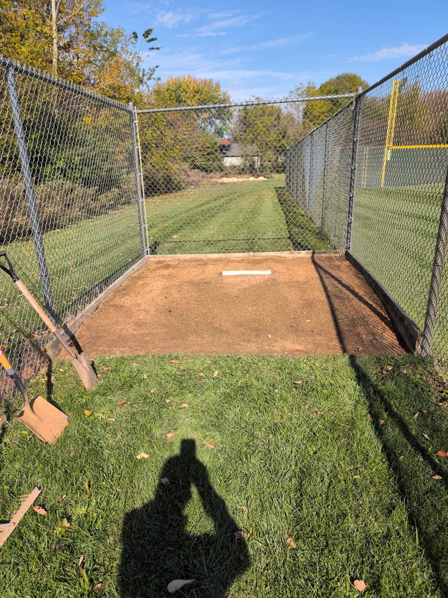 ConcordMinBase's tweet image. Coach Jerry edged JV home plate, Mound, and bulpens.. still need to fill in some material around the edges but we got a lot done today