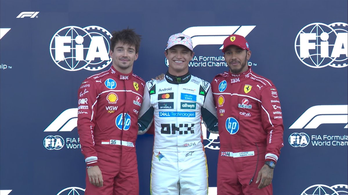 F1's tweet image. The top-three from Qualifying ⤵️⚔️

1. Norris 🇬🇧
2. Leclerc 🇲🇨
3. Hamilton 🇬🇧

#F1 #MexicoGP