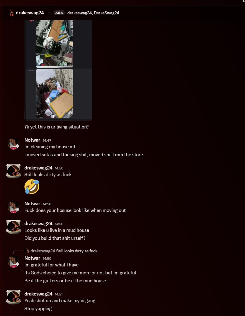 TotallyNotWar's tweet image. Do not work with @DrakeSwag24 

Treats his developers like shit, degraded me and thinks he is on top, he is a racist piece of shit

#Roblox #RobloxDev #RobloxDevs #RobloxUI
