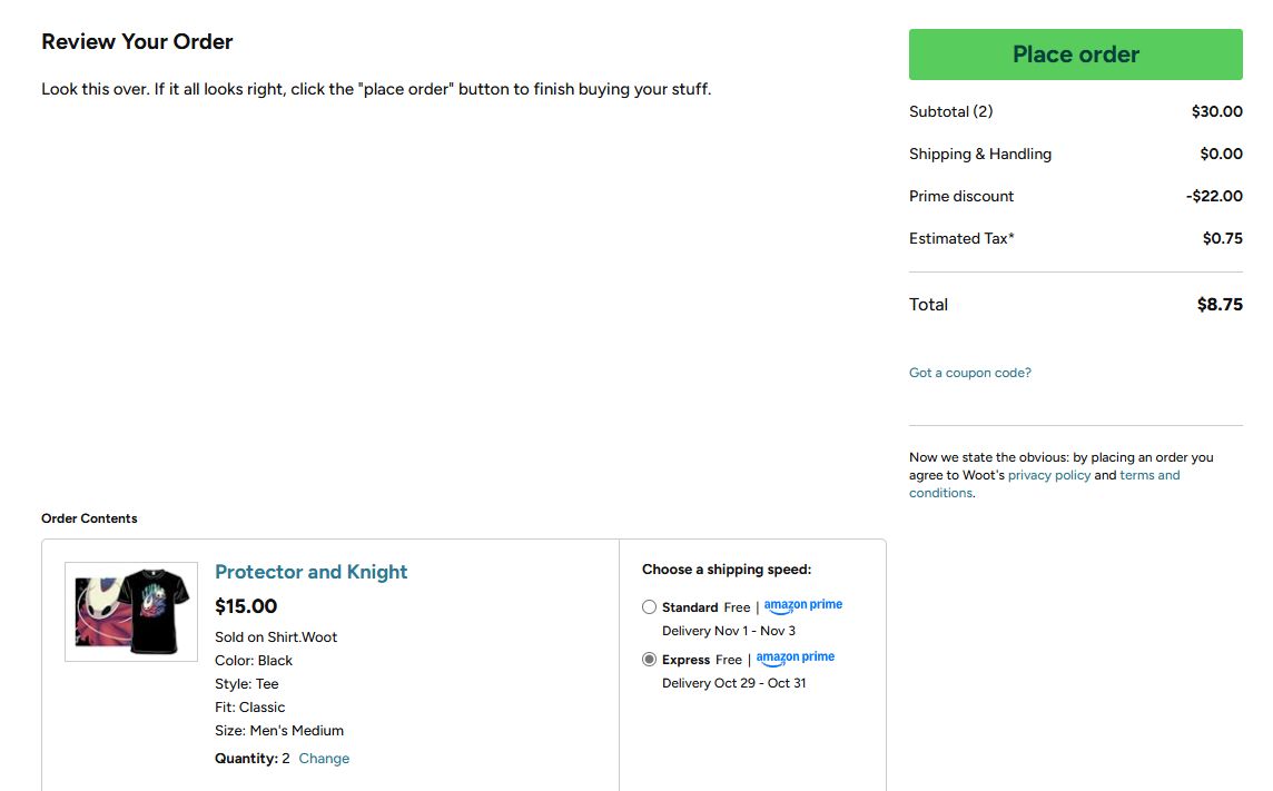 2 t-shirts for $8 (top 20) on Woot buff.ly/TkfsZda #ad

deal is supposed to be 2 t-shirts for $16 but it's checking out at $8 for some reason