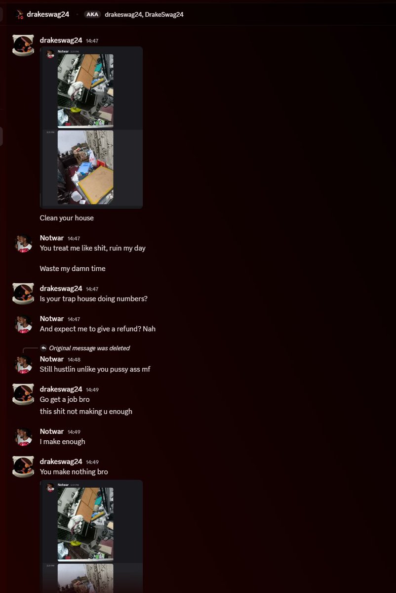TotallyNotWar's tweet image. Do not work with @DrakeSwag24 

Treats his developers like shit, degraded me and thinks he is on top, he is a racist piece of shit

#Roblox #RobloxDev #RobloxDevs #RobloxUI