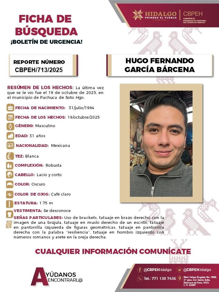 hgolinem's tweet photo. #SevicioSocial #Alerta 
🚨Solicitamos su apoyo para localizar a: HUGO FERNANDO GARCÍA BÁRCENA https://t.co/hpeWKwVHIz