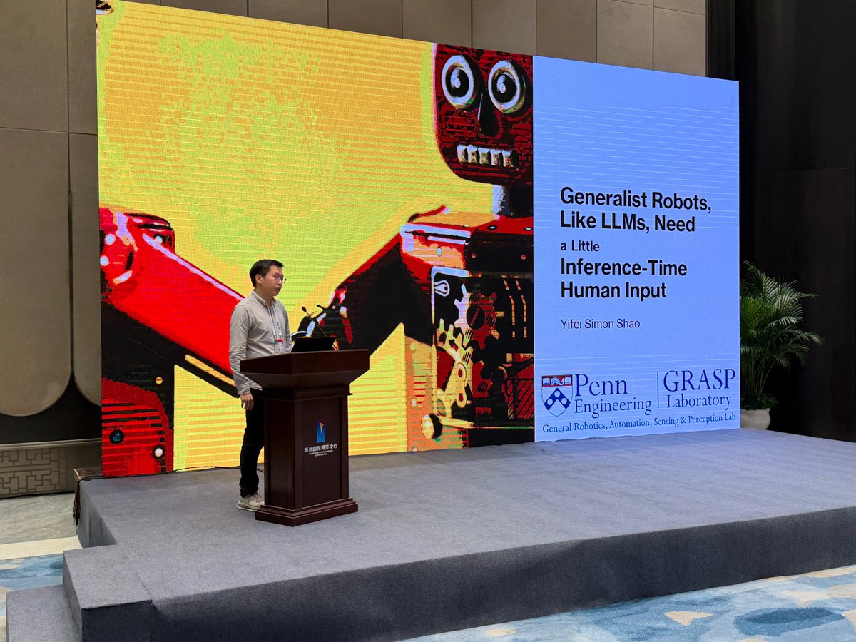 lily_gpupoor's tweet photo. Rising Star Speaker @YifeiRobotics spoke about
𝘎𝘦𝘯𝘦𝘳𝘢𝘭𝘪𝘴𝘵 𝘙𝘰𝘣𝘰𝘵𝘴, 𝘓𝘪𝘬𝘦 𝘓𝘓𝘔𝘴, 𝘕𝘦𝘦𝘥 𝘢 𝘓𝘪𝘵𝘵𝘭𝘦 𝘐𝘯𝘧𝘦𝘳𝘦𝘯𝘤𝘦-𝘛𝘪𝘮𝘦 𝘏𝘶𝘮𝘢𝘯 𝘐𝘯𝘱𝘶𝘵. Having human-in-the-loop is important! https://t.co/42pS7s0FXG