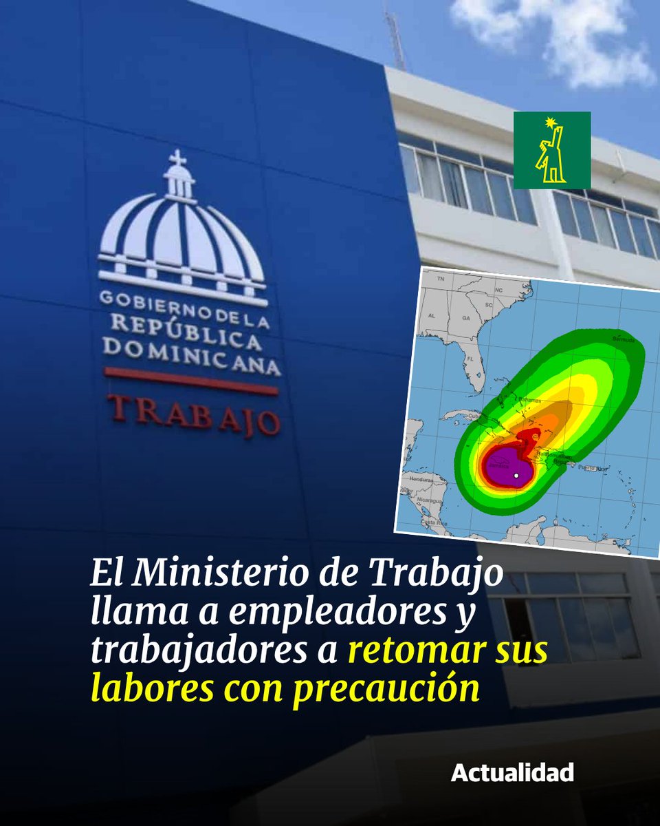 DiarioLibre's tweet photo. 📰 |#ActualidadDL|  Las autoridades mantienen las alertas por los efectos indirectos del huracán Melissa sobre el territorio nacional 
🔗 https://t.co/Q4JpcKwKZg  

#DiarioLibre #MinisteriodeTrabajo #Empleadores #Labores #Precaución #Labores #HuracánMelissa https://t.co/0PSEqQksSB