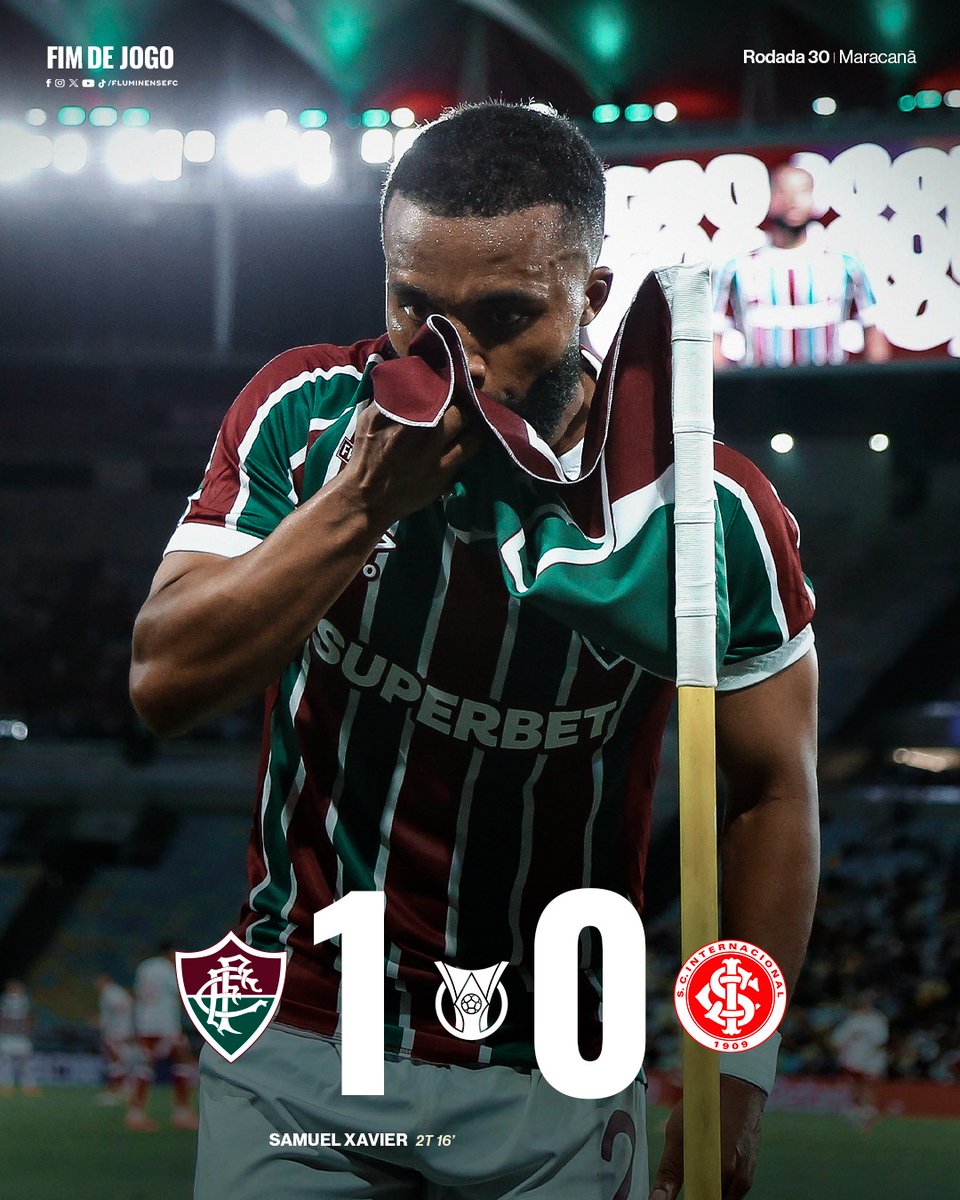 FluminenseFC's tweet photo. VEEEEEEEEEEEEEENNNNNNNCE O FLUMINEEEEENSEEEEEEE! 

FLU PRESSIONA O JOGO TODO E SAMUEL XAVIER MARCA O GOL DA VITÓRIA! QUARTA TEM MARACA DE NOVO! https://t.co/JIBoUxpsxn