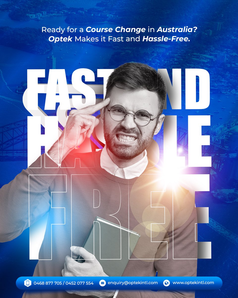 optekintl's tweet image. Ready for a Course Change in Australia but worried about the stress? Optek International makes switching your study path fast and hassle-free. Get started on the right course immediately!

#CourseChange #HassleFree #StudentSupport #StudyInAustralia #OptekInternational