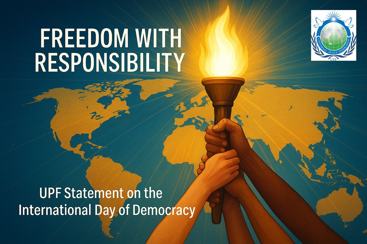 ukUPF's tweet image. Not only on the International Day of Democracy, Dr Hak Ja Han &amp;amp; Universal Peace Federation highlights the urgent need for ethical leadership &amp;amp; interfaith dialogue &amp;amp; solidarity to safeguard human dignity. See ➡️ uk.upf.org/democratic-ren… #GlobalDemocracy #Peacebuilder #UPF
