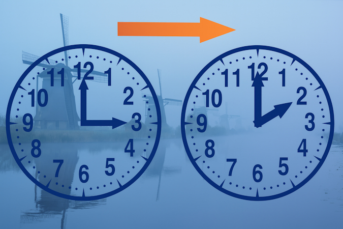 dachist's tweet photo. Diese Nacht wird die Uhr um 03:00 Uhr eine Stunde zurückgestellt: Die Winterzeit beginnt! 🕰️
Damit wird es morgens früher hell und abends schneller dunkel. 🌙🇳🇱

👉 https://t.co/OBIKAR11mT

#Niederlande #Holland #Winterzeit #Zeitumstellung https://t.co/M7MCaixPtW