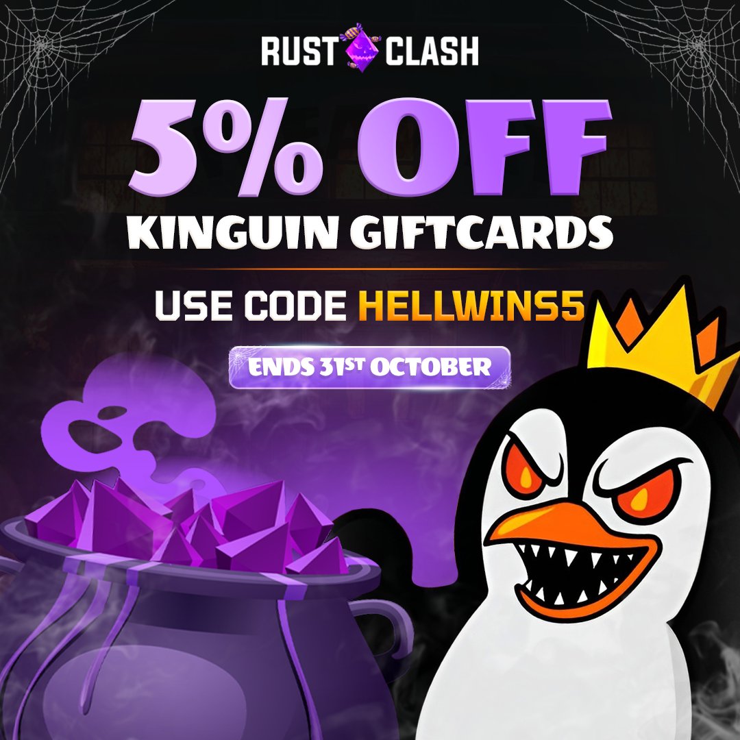 Treat yourself this Halloween 👻 

Get 5% OFF Kinguin Gift Cards with code HELLWINS5 at checkout!   

💥Valid until October 31st, no limit on uses