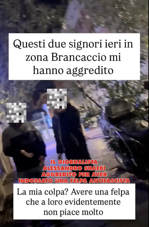 Il giornalista <a href="/alesahebi/">Alessandro Sahebi</a> è stato aggredito mentre aveva in braccio il figlio di sei mesi perché indossava una maglia con la scritta ‘antifascista’. Nessuno dalla maggioranza ha nulla da dire? O parlano di violenza quando gli fa comodo? Ad Alessandro la mia solidarietà.