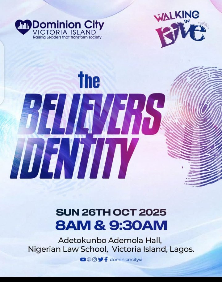 Dominioncityvi's tweet photo. "Therefore, if anyone is in Christ, he is a new creation; old things have passed away." – 2 Corinthians 5:17
This is our identity Christ-born of God, transformed in Him.
We reflect Him in character, power, and love.
#TheBelieversIdentity
#DominionCity
#DcVI
#PastorDavidOgbueli https://t.co/2wzsmIgeLR