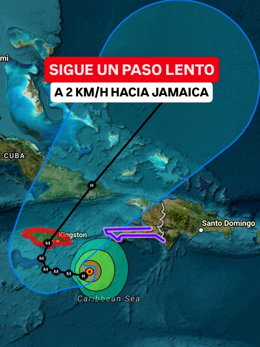 JeanSuriel's tweet photo. 🔴🔴ACTUALIZACIÓN | Melissa se ha convertido en el quinto huracán de la temporada ciclónica del 2025, alcanzando vientos máximos sostenidos de 120 km/h: se mantiene con trayectoria hacia el oeste-noroeste a 2 km/h.

⚠️En las próximas 24 horas se intensificará rápidamente en categoría 3 al sureste de Jamaica y de inmediato subirá a categoría 4, con vientos de 250 km/h.

⚠️Las bandas externas de Melissa continuarán en las próximas horas generando precipitaciones entre moderadas y fuertes en República Dominicana.

📌2:20 PM | 25.10.2025

✅️ https://t.co/WlQFg16F0S 
➡️ @AgendaClimatica
▶️ https://t.co/OBEFwktdiu