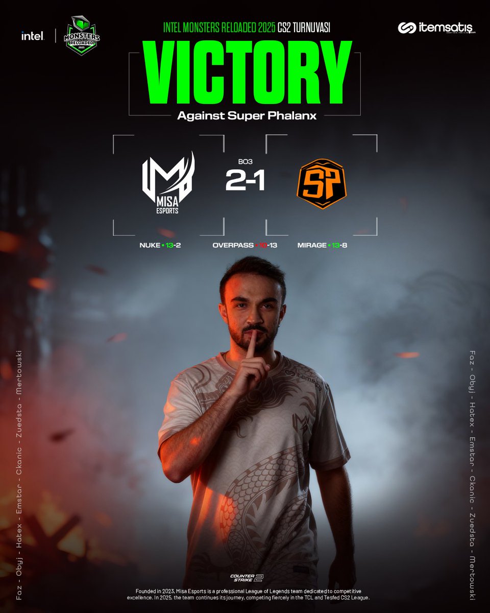 🤫

Intel Monsters Reloaded turnuvasının ilk maçında Super Phalanx karşısında galibiyeti hanemize yazdırıp günü noktalıyoruz. Elinize sağlık takım.