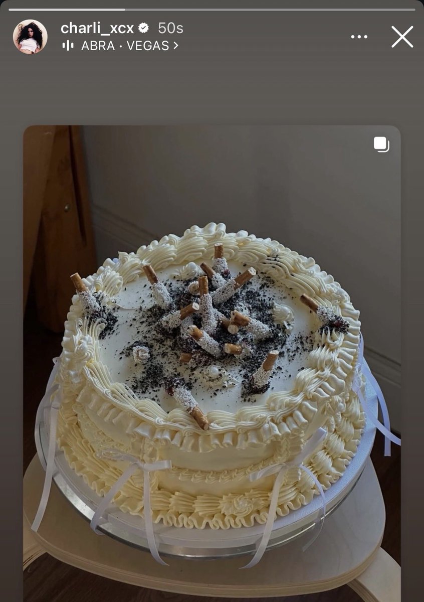 cake cigarette Charli xcx shared the desire to have a cigarette cake via Instagram