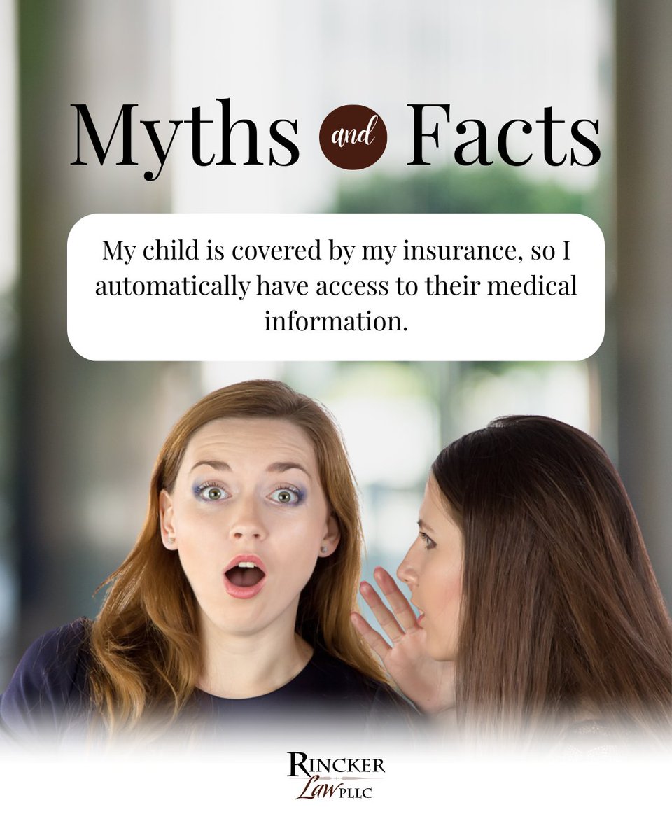 RinckerLaw's tweet image. Myth: If my child is on my insurance, I can access their medical info.
Fact: Not without their permission.

HIPAA rules mean coverage ≠ access.

📩 Questions? Contact us, we’re here to help. rinckerlaw.com/contact/

#EstatePlanningMyths #MedicalPrivacy #HIPAA #LegalTips