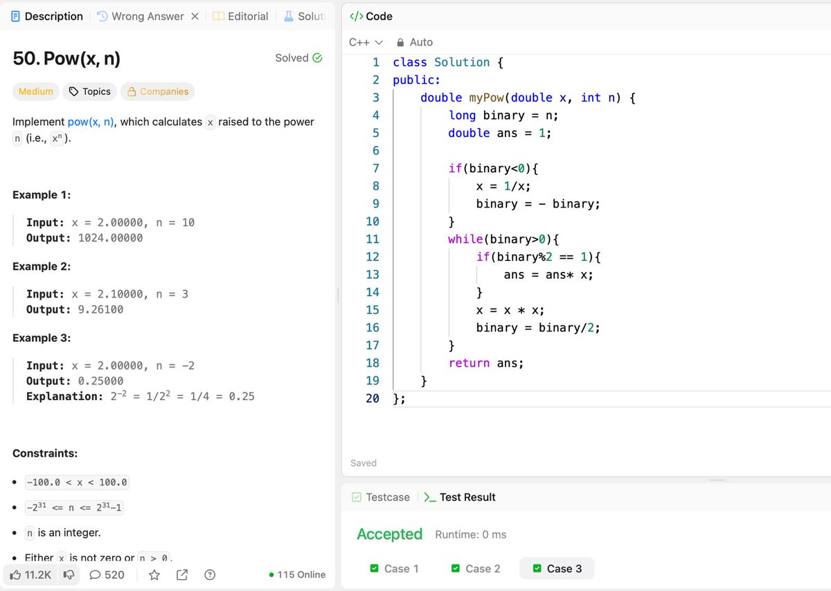 AnuragBuilds's tweet image. 👨🏻💻Day 87/100
    ~💻Find Prime Factorisation of a Number using Sieve
     ~💻Power(n, x)
#100DaysOfCode #DSA #LeetCode