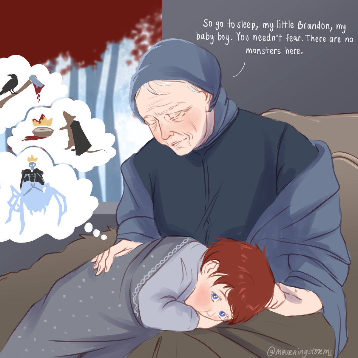 mourningstorms's tweet image. #branoween day 1: childhood and dreams
"So go to sleep, my little Brandon, my baby boy. You needn't fear. There are no monsters here"
baby bran and old nan &amp;lt;3