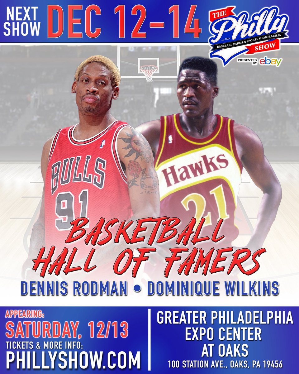 Philly_Show's tweet image. 🎟️ Tickets LIVE for the Dec Philly Show! 🎟️
📅 Dec 12–14 | 📍 Oaks, PA
🔥 Meet legends: @ColeHamels, @JManziel2, @dennisrodman, @DWilkins21, @DaveWinfieldHOF, @11EdgarMartinez, @eddiecmurray_33
🎟️ PhillyShow.com
#PhillyShow #CardShow #PhillyCollects #RingTheBell