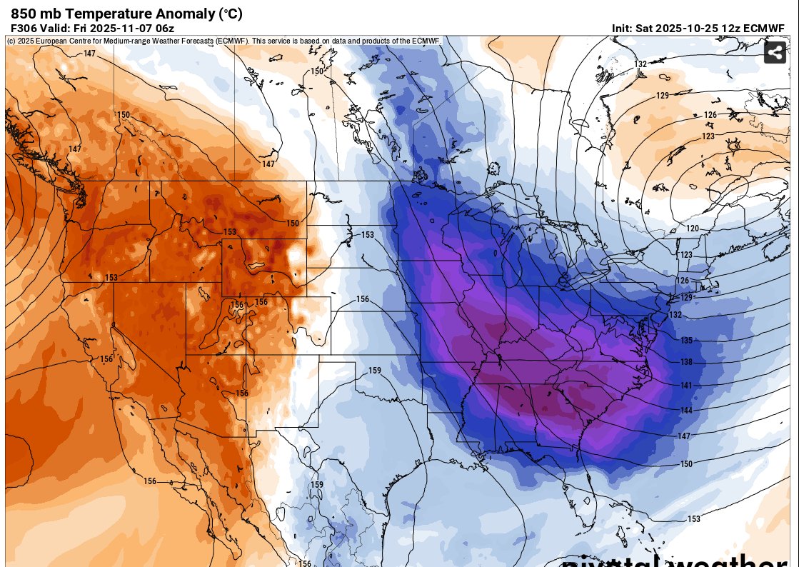 chazzzwx's tweet image. INSANE arctic blast on the 12z ECMWF! 😱

#LOCKITIN