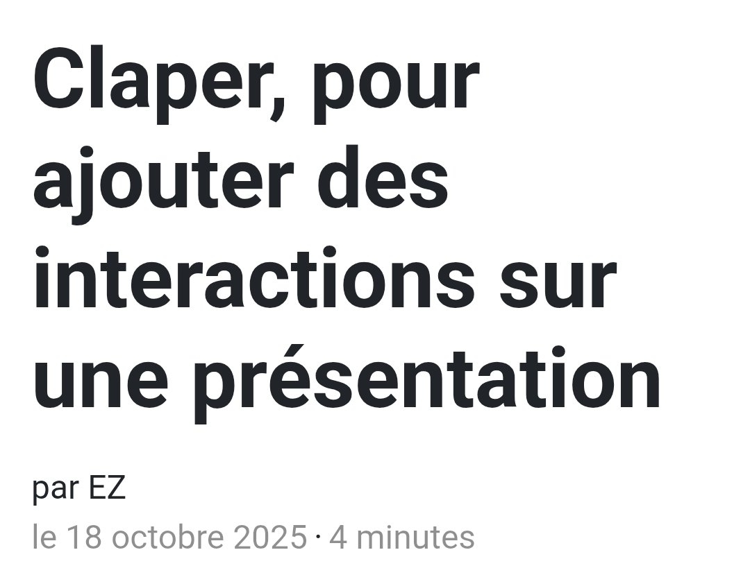 TirotG's tweet image. #Claper est un outil libre créé par Alexandre Lion qui permet d&apos;ajouter différents types d&apos;#interactions sur une #présentation afin d&apos;interagir avec son audience.
#LaDigitale #éducation #formation #numérique #EduTwitter
ladigitale.dev/blog/claper-po…