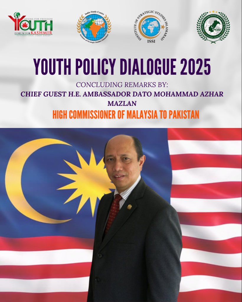 pydir_1505's tweet image. Youth Policy Dialogue 2025 - Concluding remarks by Chief Guest H.E. Ambassador Dato Mohammad Azhar Mazlan, High Commissioner of Malaysia to Pakistan