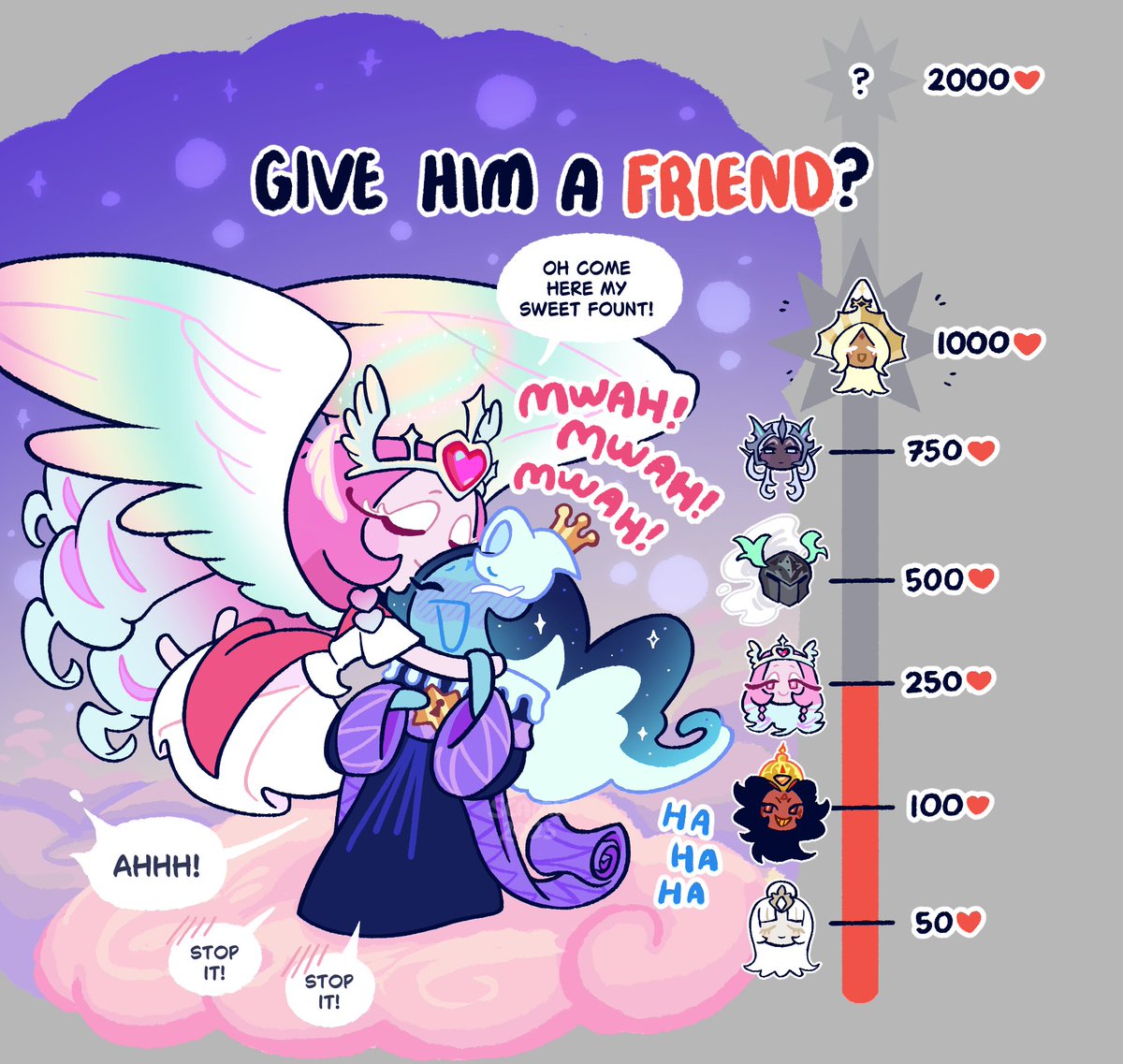 scramblestew's tweet image. The Bringer of Happiness is incredibly affectionate, and our sweet Fount is easily flustered
#cookierunkingdom #fountofknowledge #eternalsugarcookie