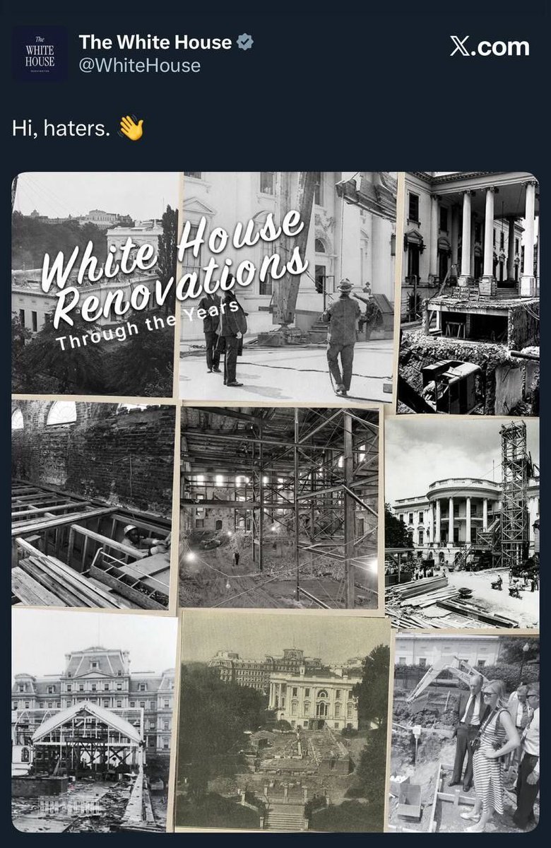 Let’s look at all the renovations at the White House over the years.  Haters are still going to hate.😉🤷‍♀️