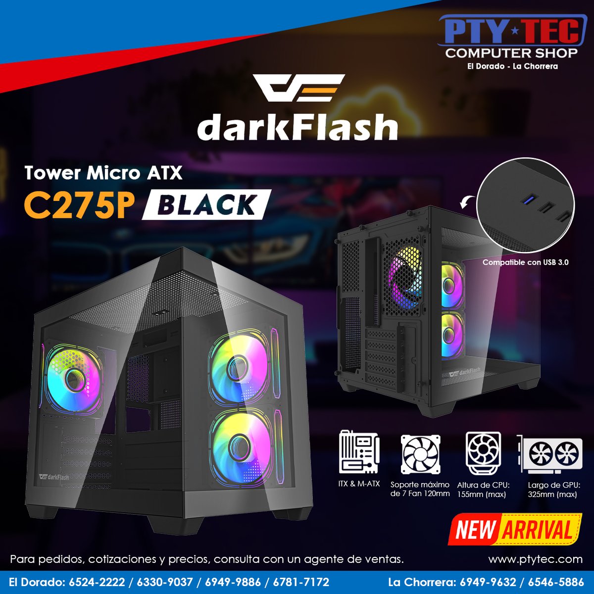 ptytec_computer's tweet image. ¡Haz que tu PC luzca brutal!
El DarkFlash C275P combina estilo minimalista con potencia térmica.
Panel de vidrio, soporte para GPU de 325 mm y hasta 7 ventiladores.
Ideal para setups compactos.

Más info: ptytec.com/product/16602

#PtytecComputerShop #DarkFlashC275P #PCMasterRace