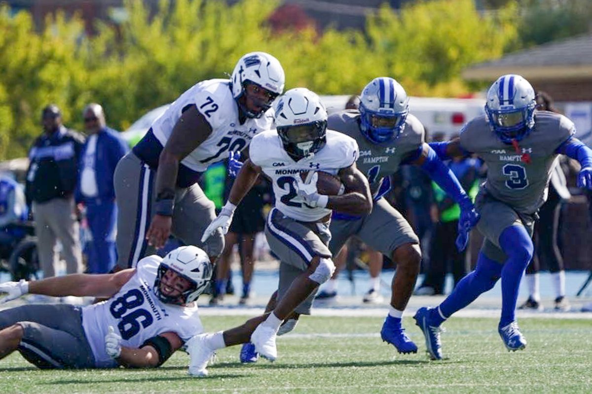 .<a href="/rjettts/">JET</a> on the first TD drive:

🔹 Five rushes
🔹 56 yards
🔹 TOUCHDOWN

1Q | Monmouth 7, Hampton 3