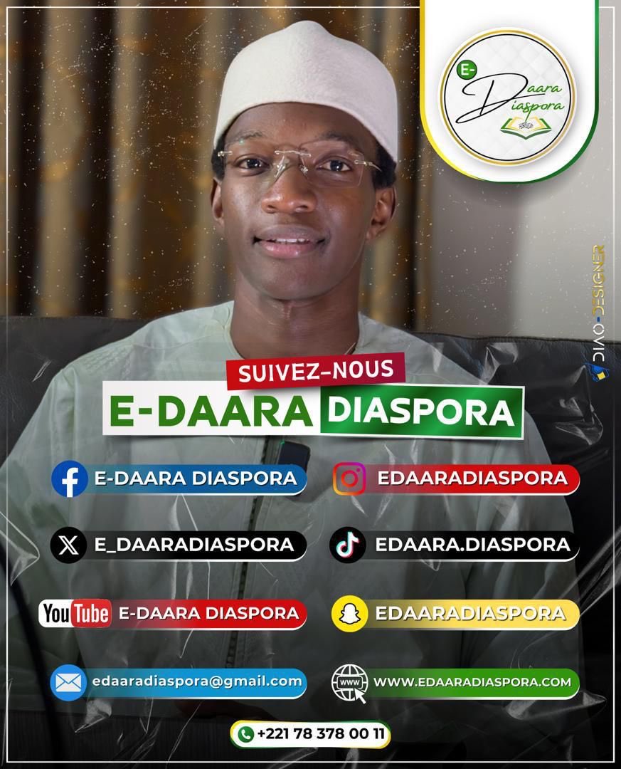 Rejoignez la communauté E-Daara Diaspora et suivez nos activités sur tous les réseaux !
📖 Ensemble, valorisons le savoir islamique et l’excellence éducative.
#EDaaraDiaspora #ÉducationIslamique #DiasporaMusulmane #SavoirEtFoi