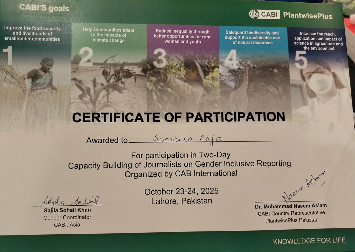 SUMAIRA__RAJA's tweet photo. Capacity Building of #Journalists on Gender Inclusive Reporting #Workshop2025 Organized by #CABI https://t.co/FwgQ1i5UUN