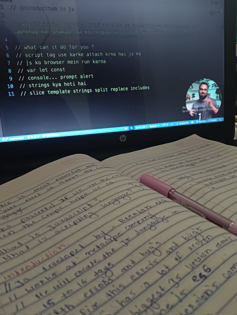 Vishakha_shete_'s tweet image. 🚀 Day 27 | JavaScript Begins!
Explored how JS adds life to websites — from alerts & prompts to string methods like slice, split, and replace.
Excited to dive deeper into logic building! 💡
#Day27 #JavaScript #CodingJourney #SheryiansCodingSchool